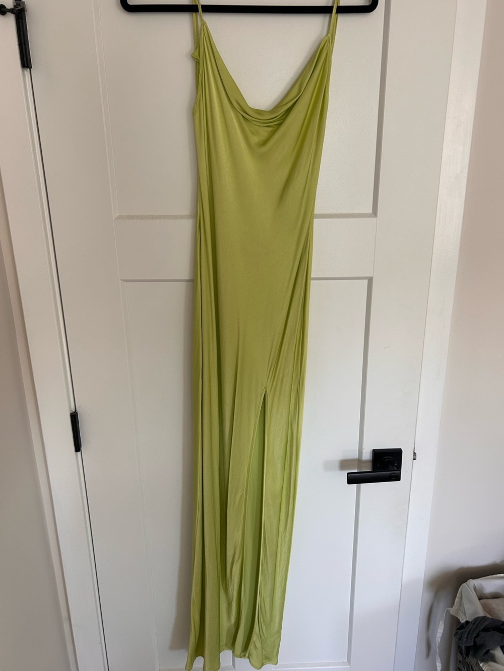 Meshki Satin Cowl Slip Dress - Neon Lime - Picture 2 of 4